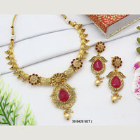 Mahavir Gold Plated Pota Stone Necklace Set