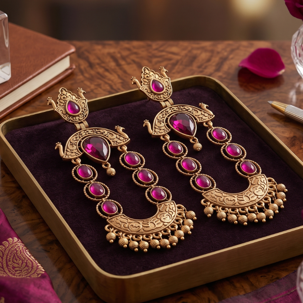 Wearhouse Fashion Elegant Pota Stone And Pearl Dangler Earrings