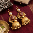 Wearhouse Fashion Classy Pota Stone And Pearl Jhumki Earrings