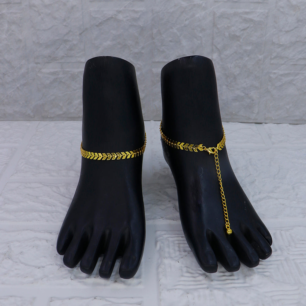 Mahavir Dye Gold Traditional Payal \Anklet (Pack of 6)