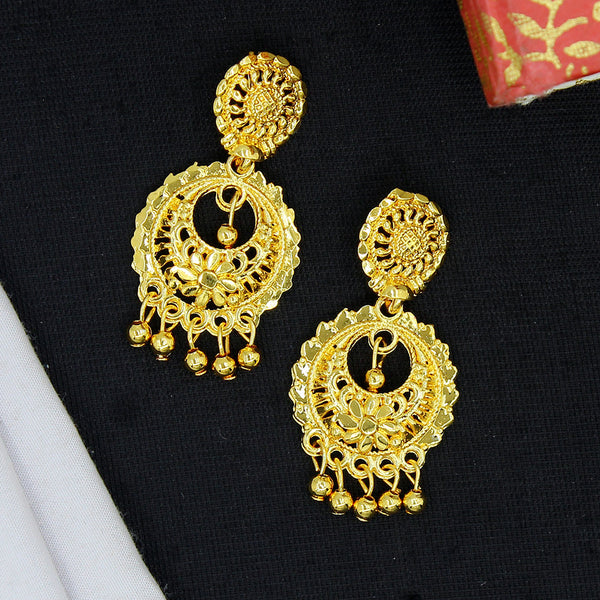 Mahavir Dye Gold Plated Dangler Earrings