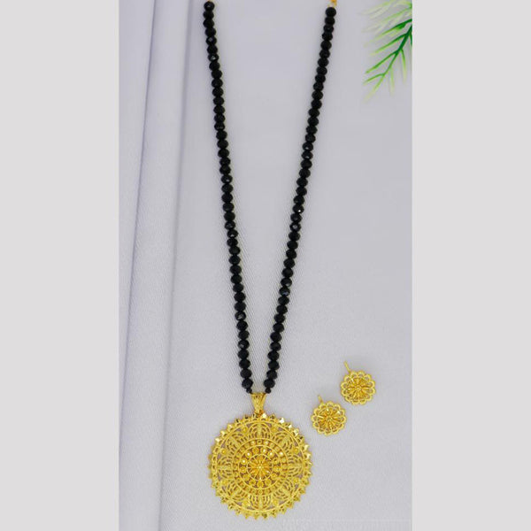 Mahavir Gold Plated Pearls Long Necklace Set