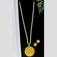 Mahavir Gold Plated Pearls Long Necklace Set