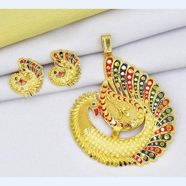 Mahavir Dye Gold Plated Pendant Set