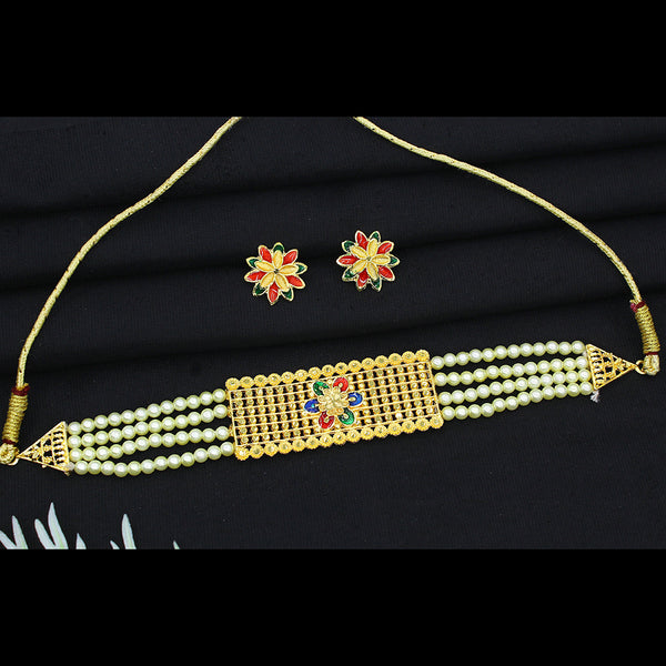 Mahavir Dye Gold Plated Choker Necklace Set