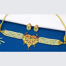 Mahavir Dye Gold Plated Pearl And Meenakari Choker Necklace Set