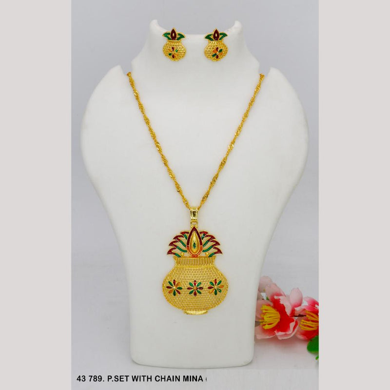 Mahavir Gold Chain Pendant Set