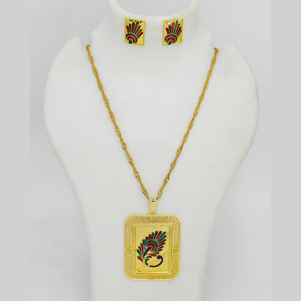 Mahavir Dye Gold Plated Meenakari Chain Pendent Set