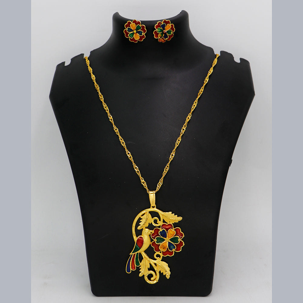 Mahavir Dye Gold Plated Meenakari Designer Chain Pendant Set (Pack of 6)