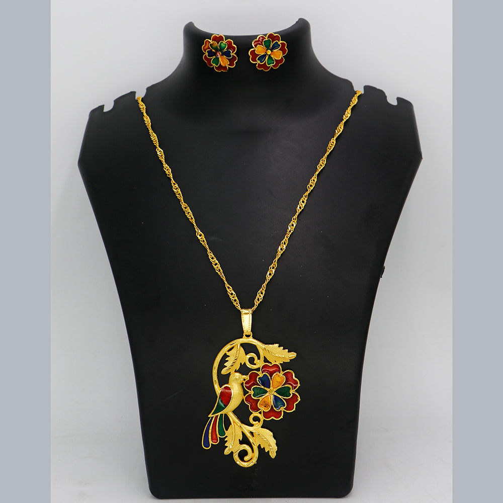 Mahavir Dye Gold Plated Meenakari Designer Chain Pendant Set (Pack of 6)
