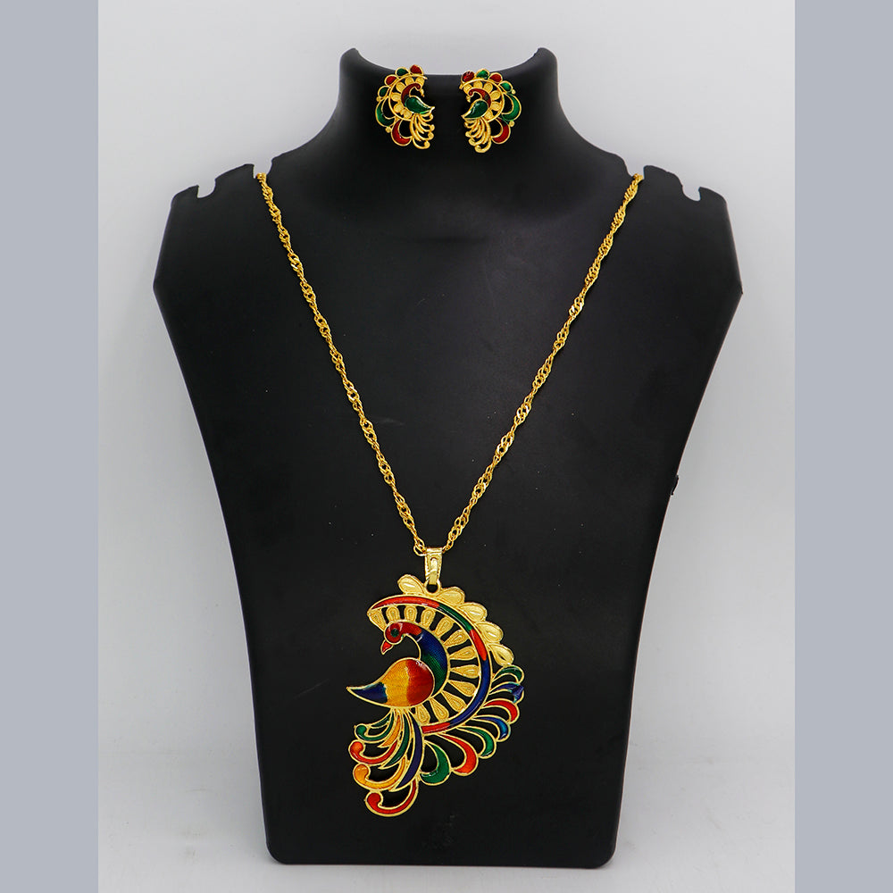 Mahavir Dye Gold Plated Meenakari Designer Chain Pendant Set (Pack of 6)