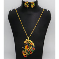 Mahavir Gold Meenakari Chain Pendant Set