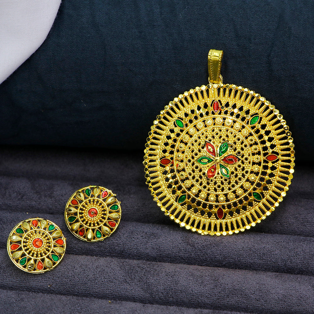 Mahavir Gold Plated Meenakari Pendant Set (Pack of 6)