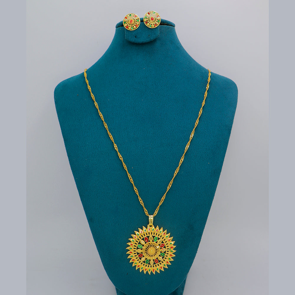 Mahavir Dye Gold Plated Meenakari Designer Chain Pendant Set (Pack of 6)
