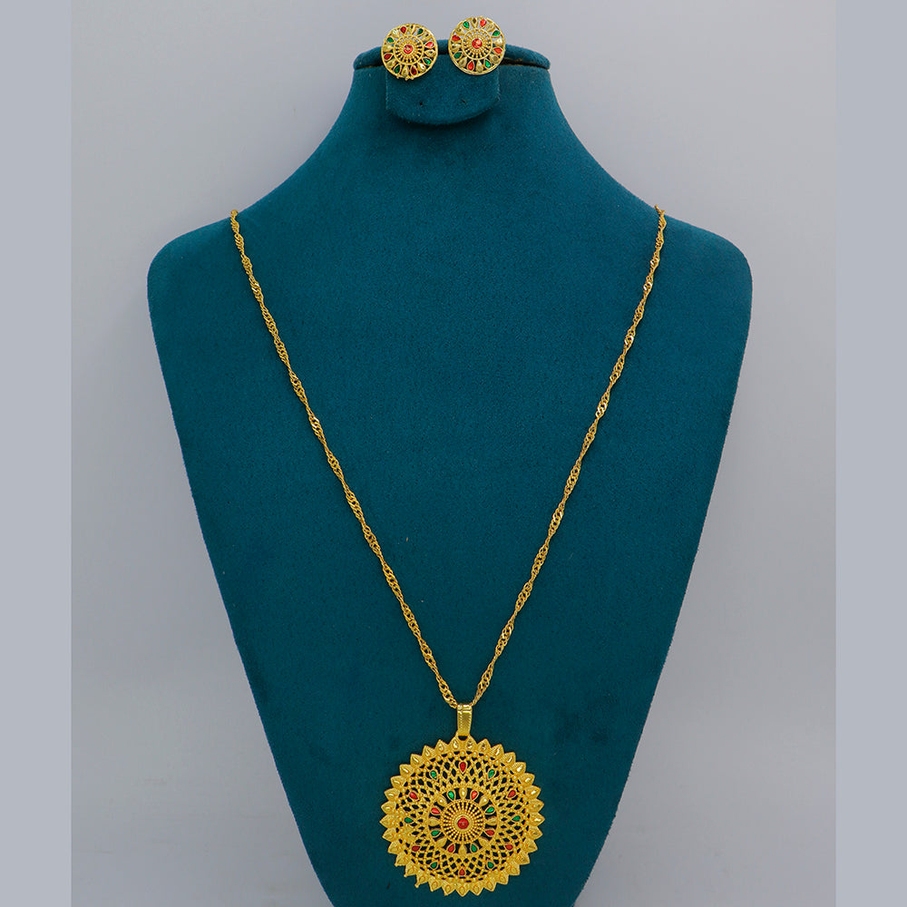 Mahavir Dye Gold Plated Meenakari Designer Chain Pendant Set (Pack of 6)