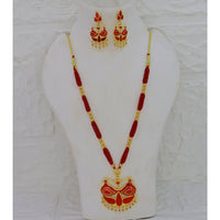 Mahavir Dye Meenakari And Pearl Chain Pendant Set 
