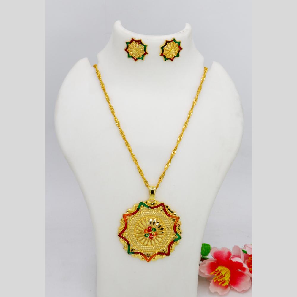 Mahavir Dye Gold Plated Meenakari Designer Chain Pendant Set (Pack of 6)