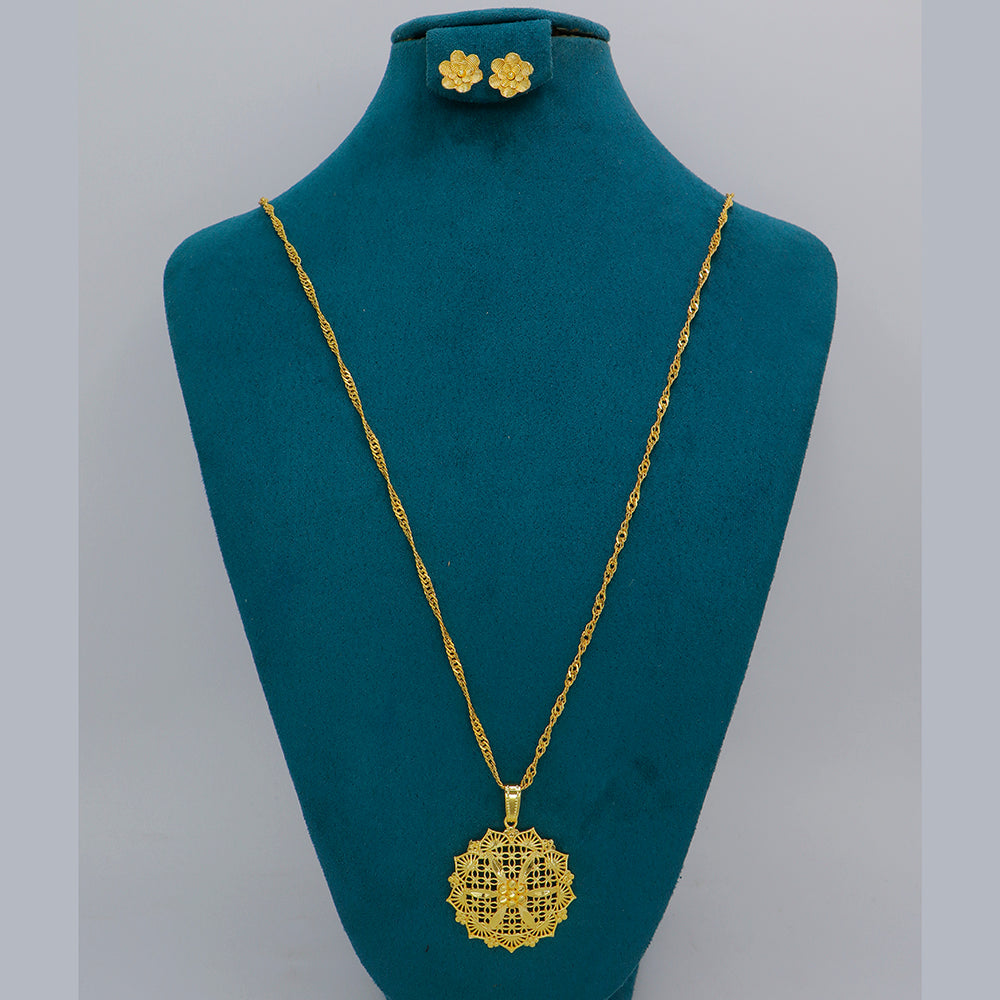 Mahavir Dye Gold Plated Designer Chain Pendant Set (Pack of 6)