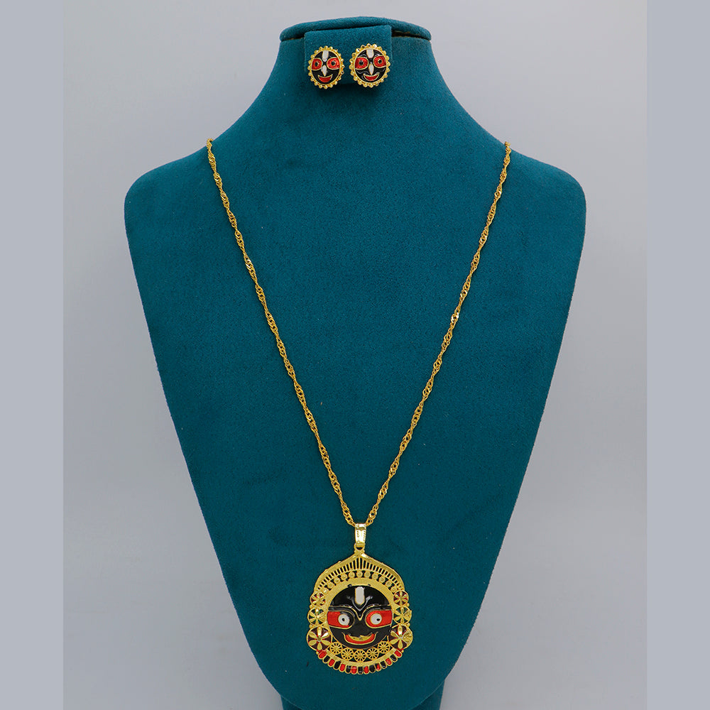 Mahavir Dye Gold Plated Meenakari Designer Chain Pendant Set (Pack of 6)