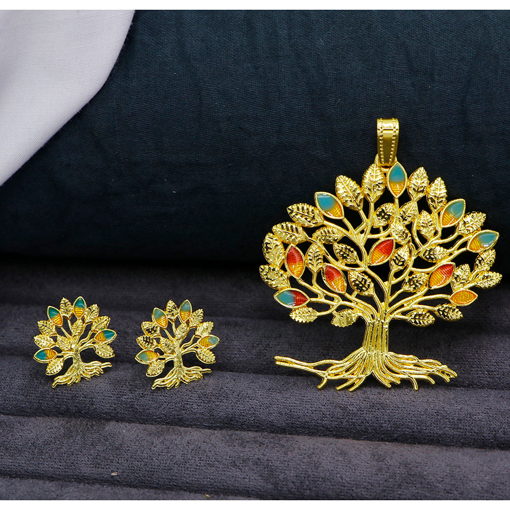 Mahavir Gold Plated Meenakari Pendant Set (Pack of 6)