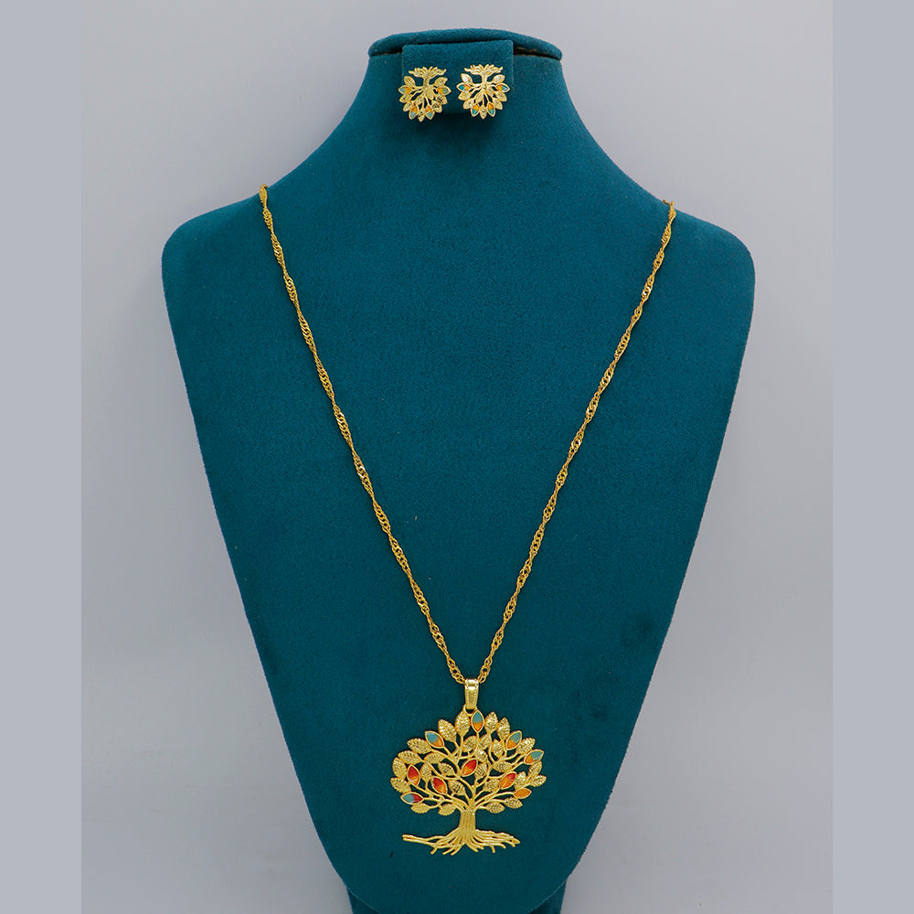 Mahavir Dye Gold Plated Meenakari Designer Chain Pendant Set (Pack of 6)