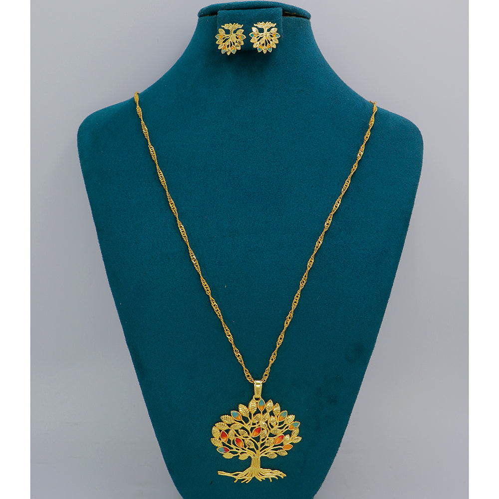 Mahavir Gold Meenakari Chain Pendant Set (Pack of 12)