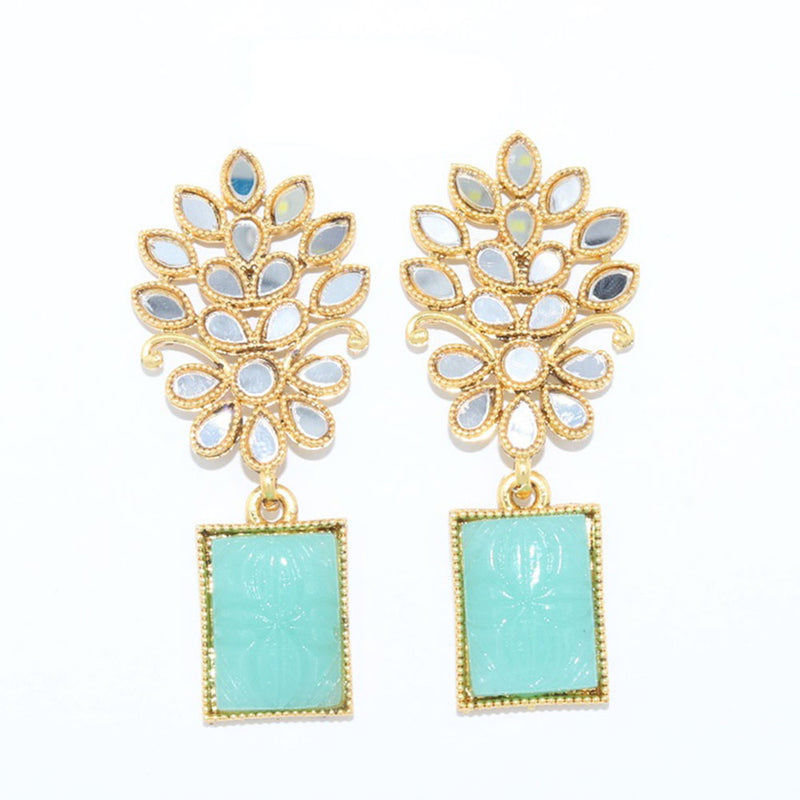 Corbeda Fashion Gold Plated Mirror Dangler Earrings