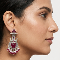 Wearhouse Fashion Oxidised Plated Pota Stone And Pearl Dangler Earrings