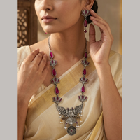 Wearhouse Fashion Premium 2 Tone Plated Pota Stone Necklace Set
