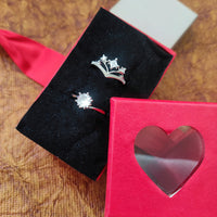 Urthn  Rhodium Plated Solitaire Couple Ring Set ( Assorted ) - 1506918 (Pack Of 6)