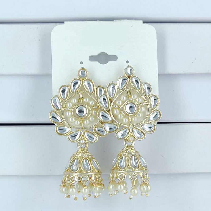 Corbeda Fashion Gold Plated Kundan And Beads Jhumki Earrings