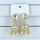 Corbeda Fashion Gold Plated Kundan And Beads Jhumki Earrings