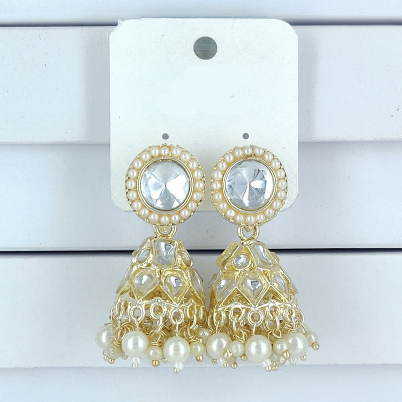 Corbeda Fashion Gold Plated Kundan And Beads Jhumki Earrings