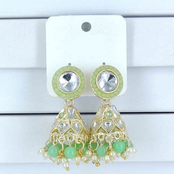 Corbeda Fashion Gold Plated Kundan And Beads Jhumki Earrings