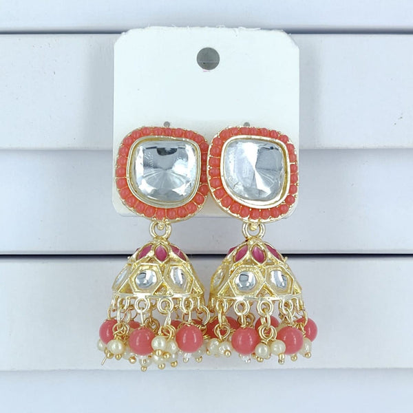 Corbeda Fashion Gold Plated Kundan And Beads Jhumki Earrings