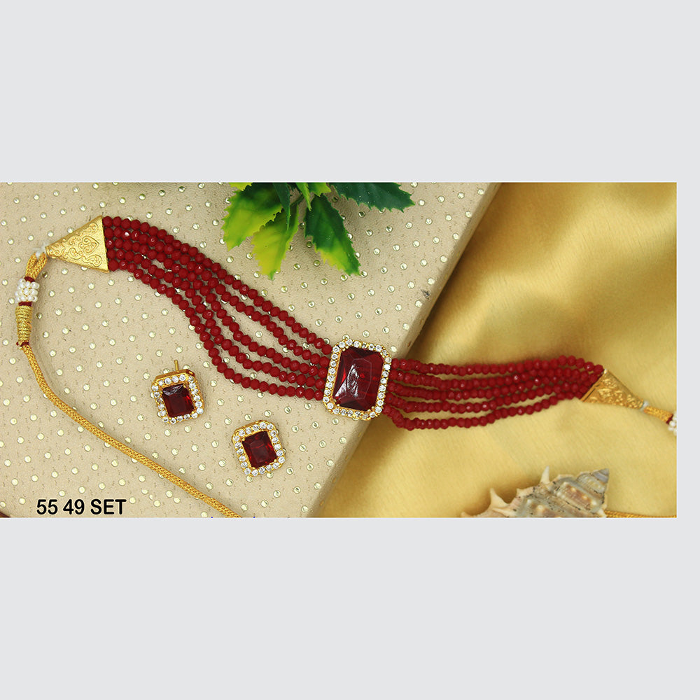 Mahavir Gold Plated Choker Necklace Set