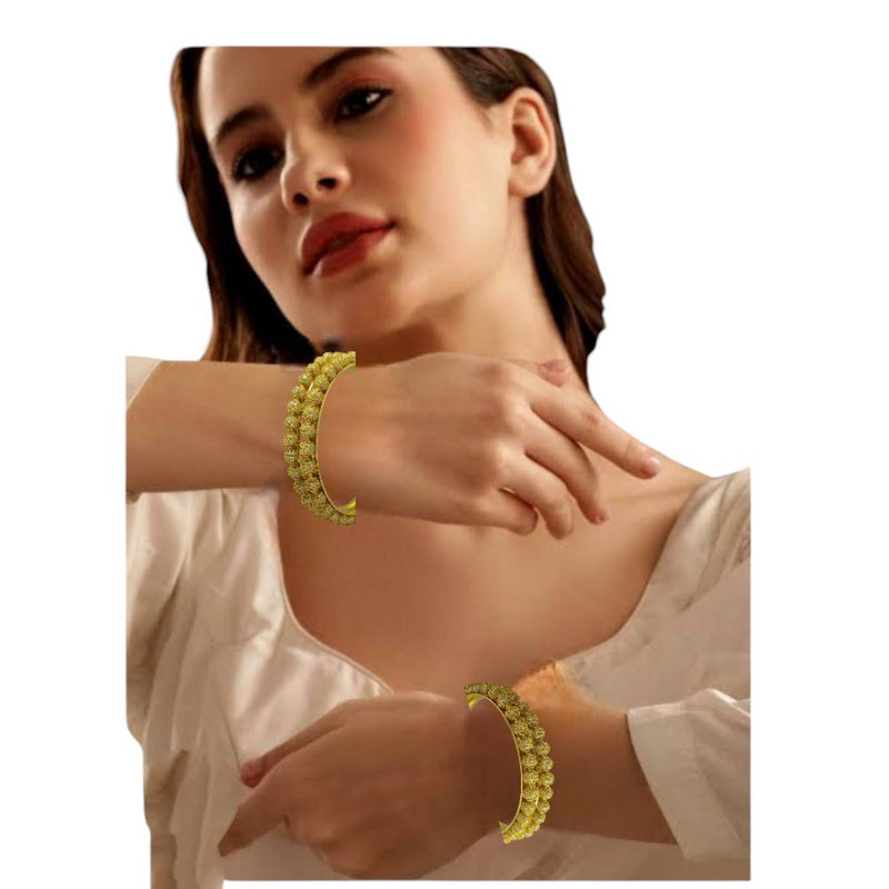 Amity Arts Gold Plated Pearls Bangles Set (4 Piece Only)