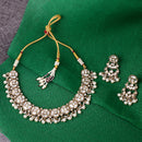 Saloni Fashion Jewellery Desirable Round Shape Mother of Pearl Uncut Kundan Stone Gold Plated Brass Choker Necklace Set For Women and Girls