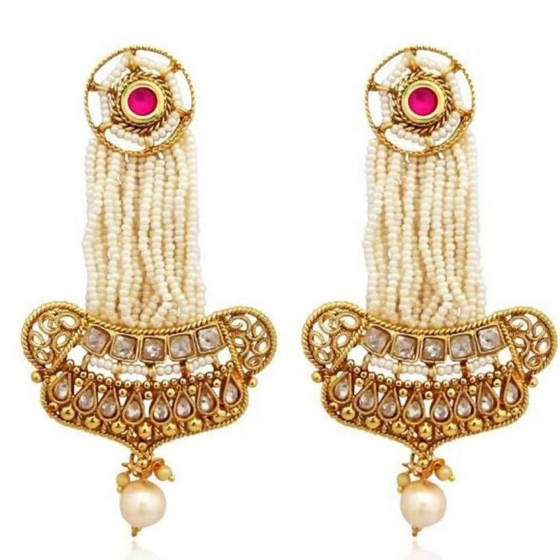 Darshana Jewels AD Stone Pearl Copper Dangler Earrings