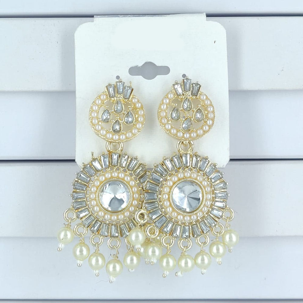 Corbeda Fashion Gold Plated Crystal And Pearl Dangler Earrings