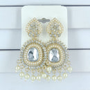 Corbeda Fashion Gold Plated Crystal And Pearl Dangler Earrings