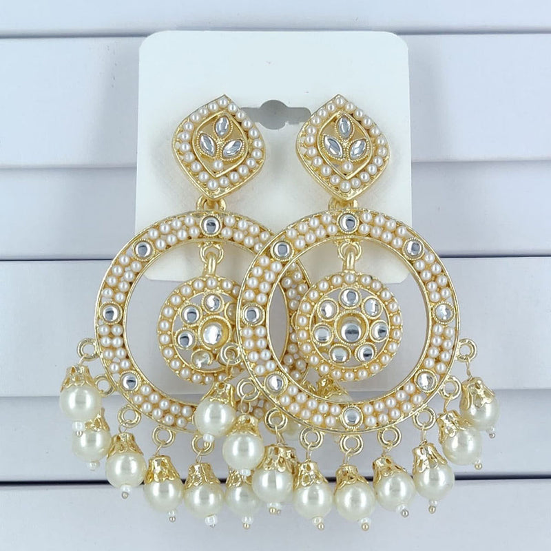 Corbeda Fashion Gold Plated Kundan And Beads Dangler Earrings