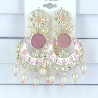 Corbeda Fashion Gold Plated Kundan And Pearl Dangler Earrings