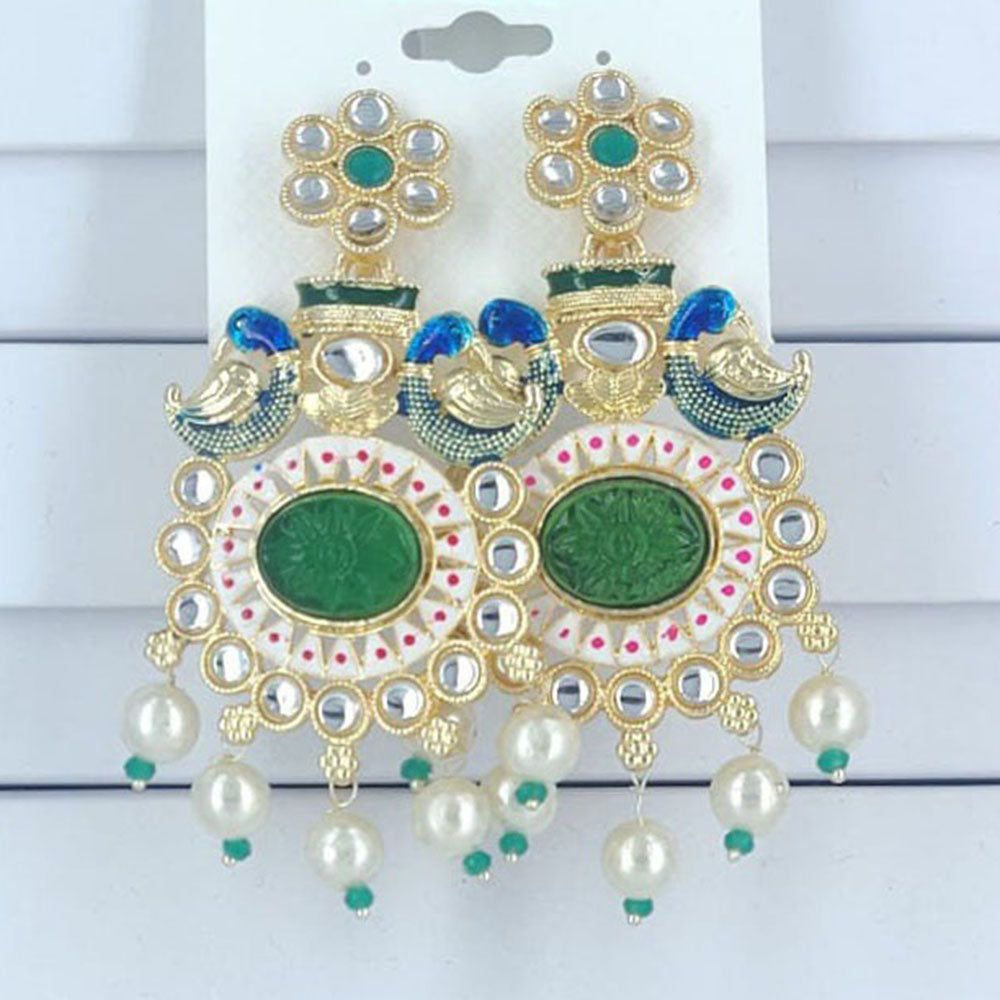 Corbeda Fashion Gold Plated Kundan And Pearl Dangler Earrings