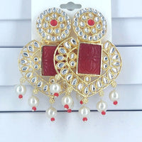 Corbeda Fashion Gold Plated Kundan And Pearl Dangler Earrings