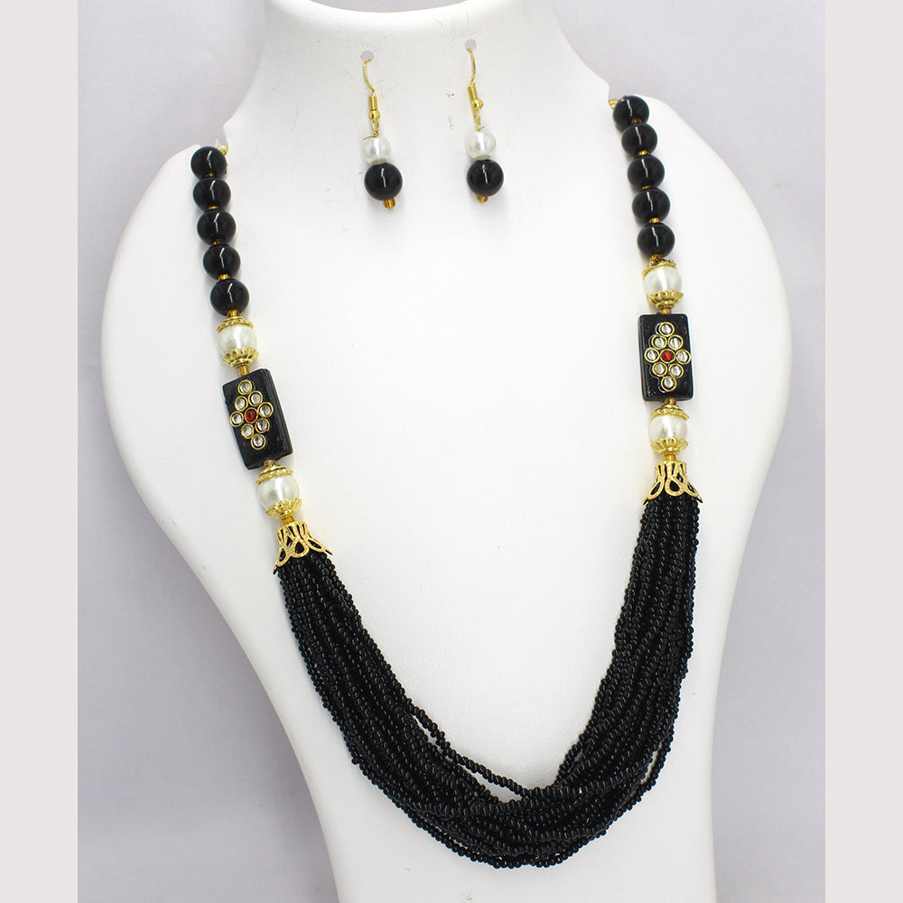 Mahavir Gold Plated Long Necklace Set