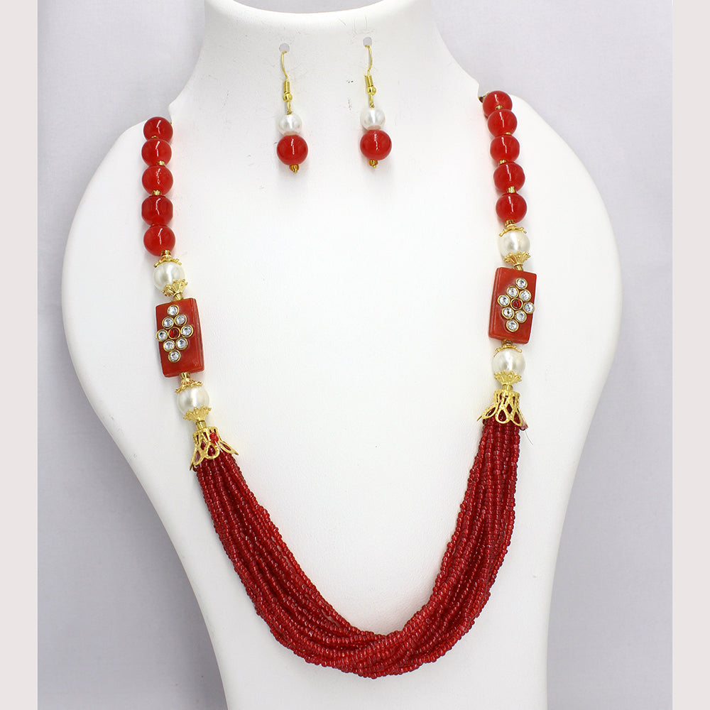 Mahavir Gold Plated Long Necklace Set