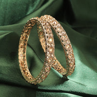 Saloni Fashion Jewellery Royal Round Shape Antique Gold Plated Brown Uncut Kundan Stone Set Of 2 Bangle Set For Women and Girls