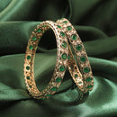 Saloni Fashion Jewellery Royal Round Shape Antique Gold Plated Brown Uncut Kundan Stone Set Of 2 Bangle Set For Women and Girls