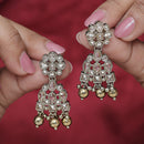 Saloni Fashion Jewellery Attractive Pear and Round Shape Gold Plated Green Kundan Stone Dangle Earring For Women and Girls